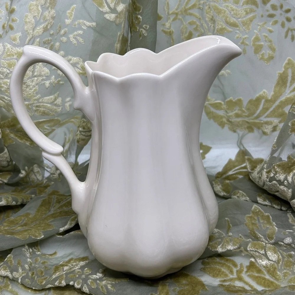 Vintage I. Godinger & Co. Porcelain Pitcher Cream Color,Scalloped Design
